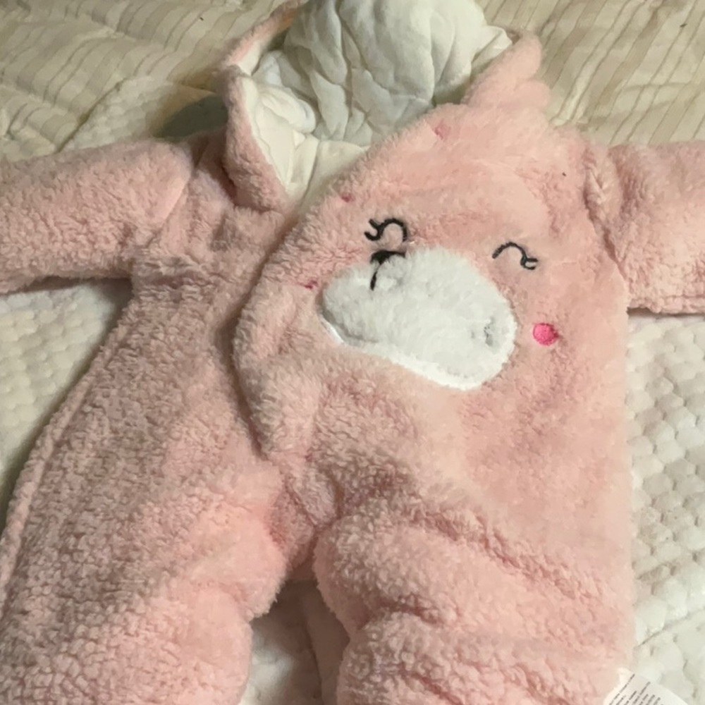 Source Unknown Pink and White Puffer Jacket